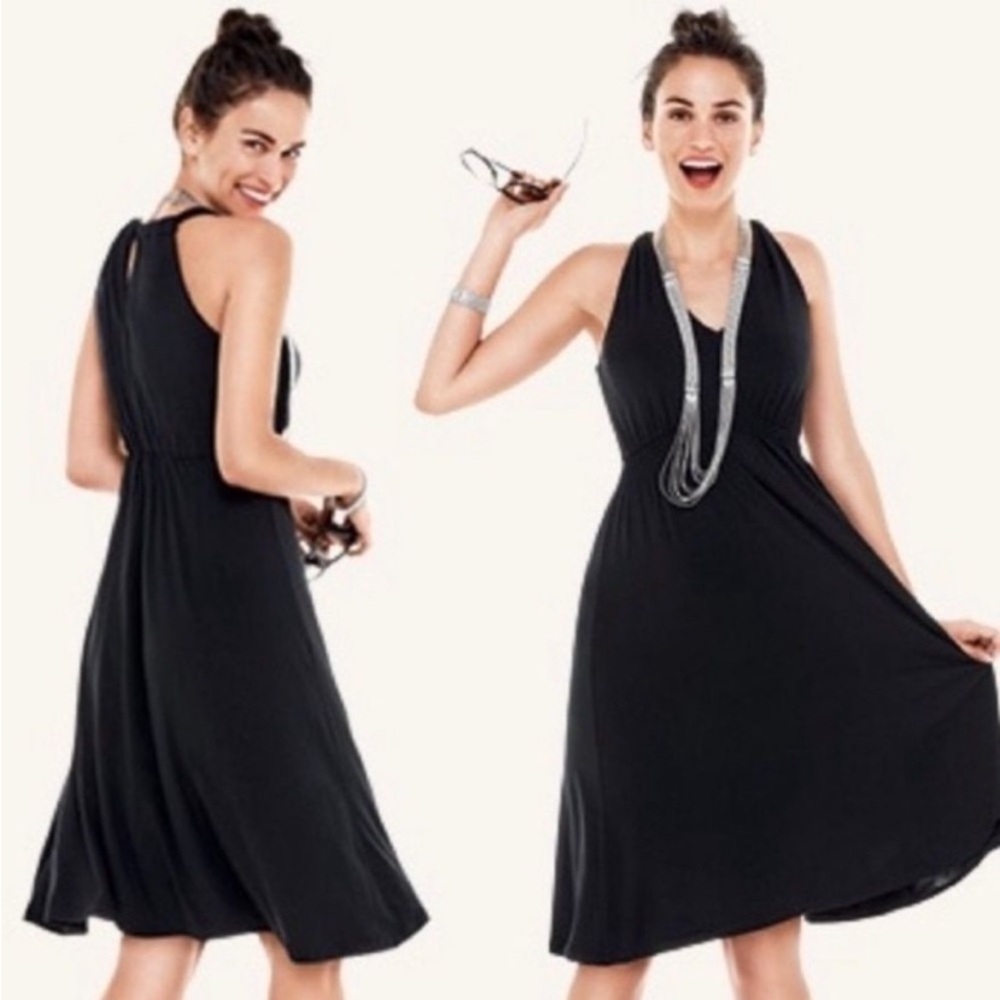 cAbi 5114 Womens Parker Dress Solid Black Jersey Sleeveless V-Neck - Picture 1 of 6